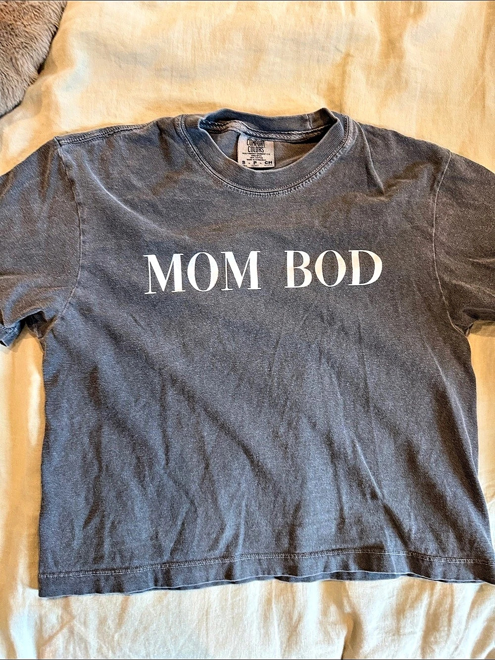 Comfort Colors Mom Bod Graphic Tee Gray Small